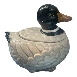Vintage 1970’s Ceramic Duck jelly/jam dip jar container